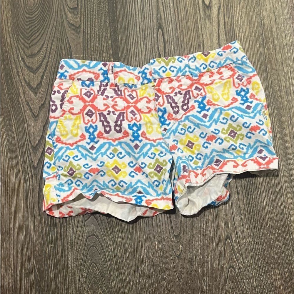 Tommy Hilfiger Chino Shorts Ikat Print Flat Front Cotton Multicolor Size 6